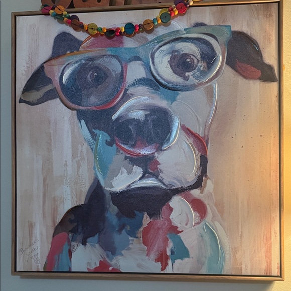 Other - Colorful Dog Portrait Wall Art - Glasses Accent